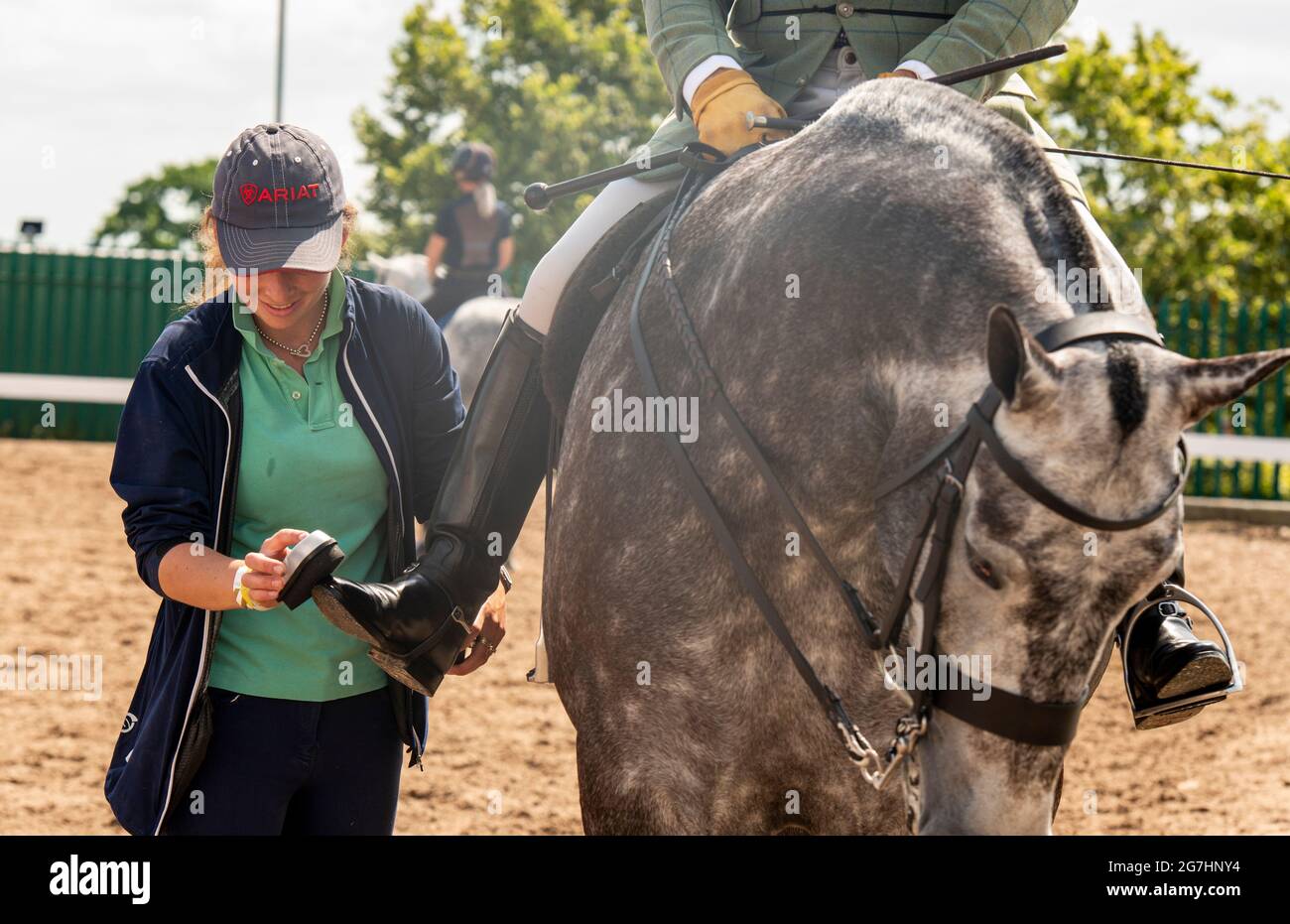 Harrogate, 14th July 2021. Boots polihsing time before entering the ring at the Great Yorkshire