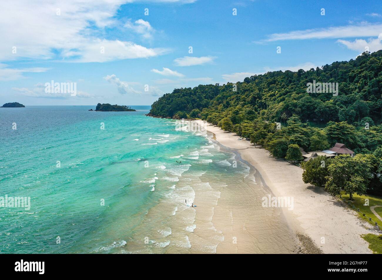 Aerial view of Lonely Beach in Koh Chang, Trat, Thailand, south east ...