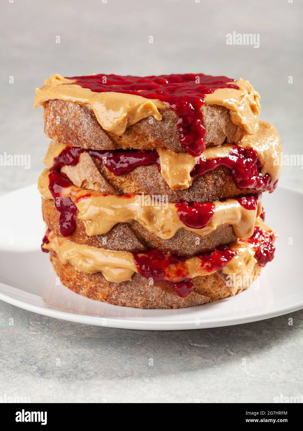 Peanut Butter And Jam Sandwich American Traditional Bread Toast Stock Photo Alamy