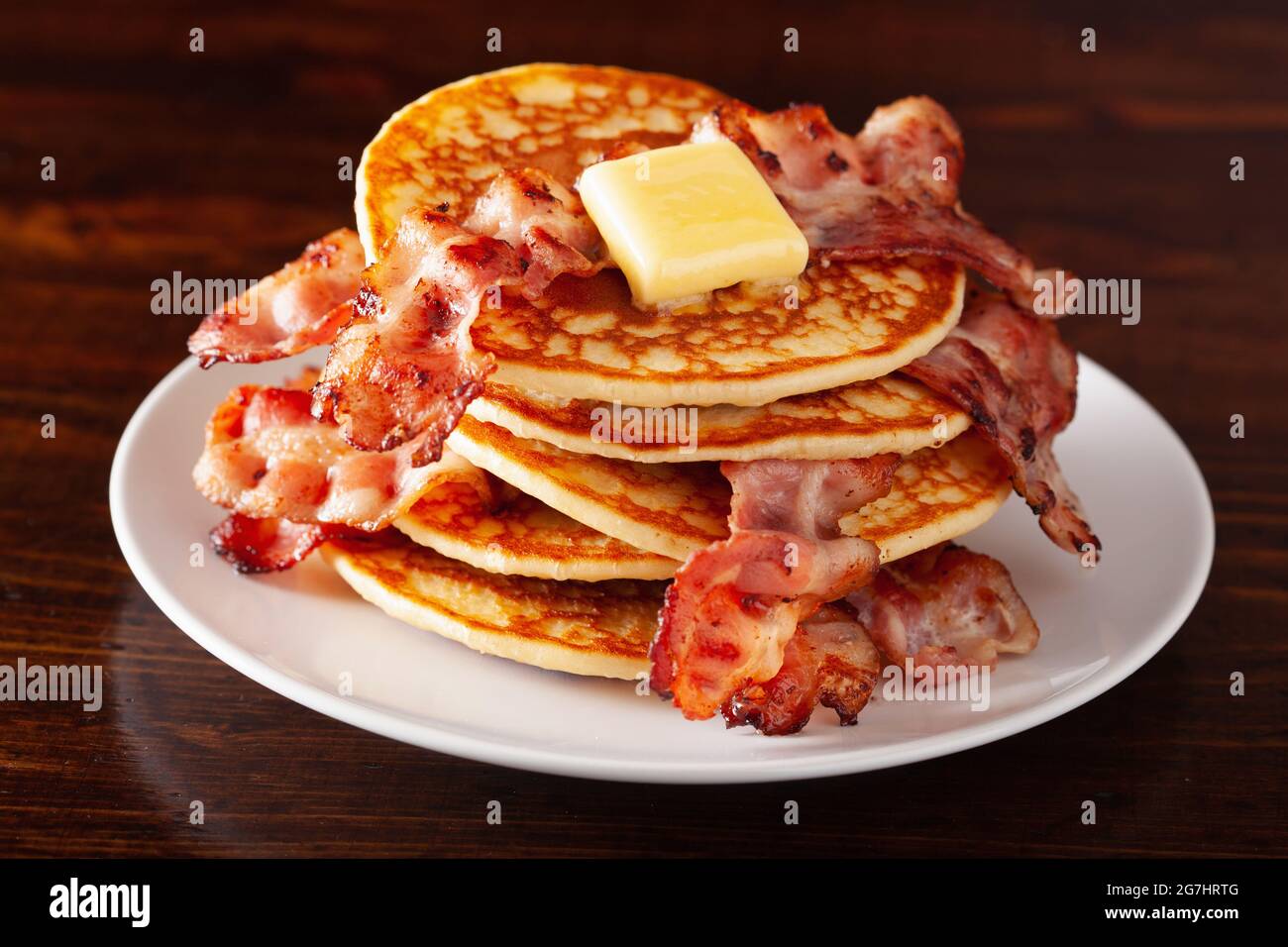 sweet bacon pancakes with butter. traditional american breakfast Stock Photo Alamy
