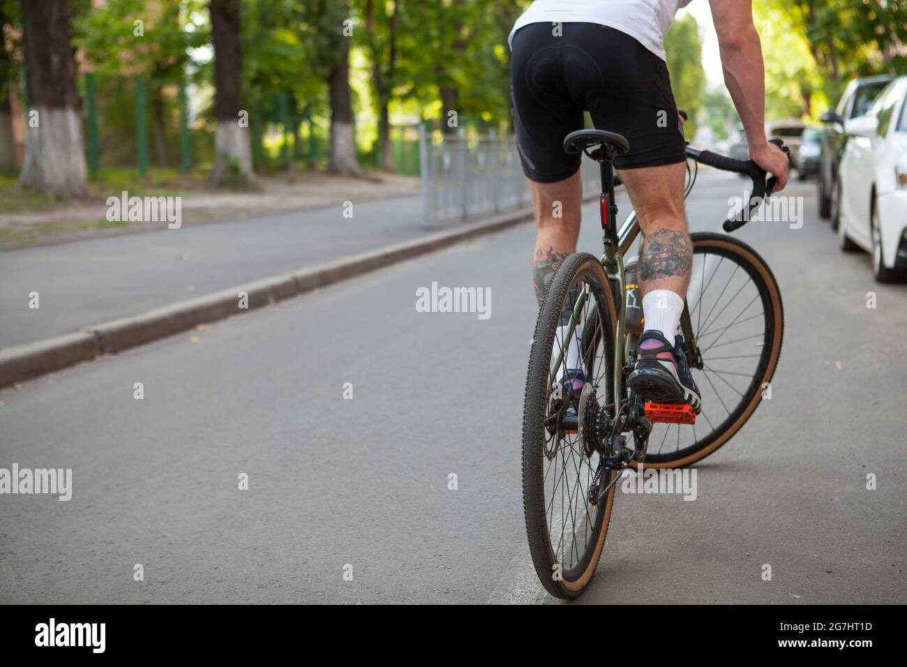 Rear view cyclist on gravel hi-res stock photography and images - Alamy