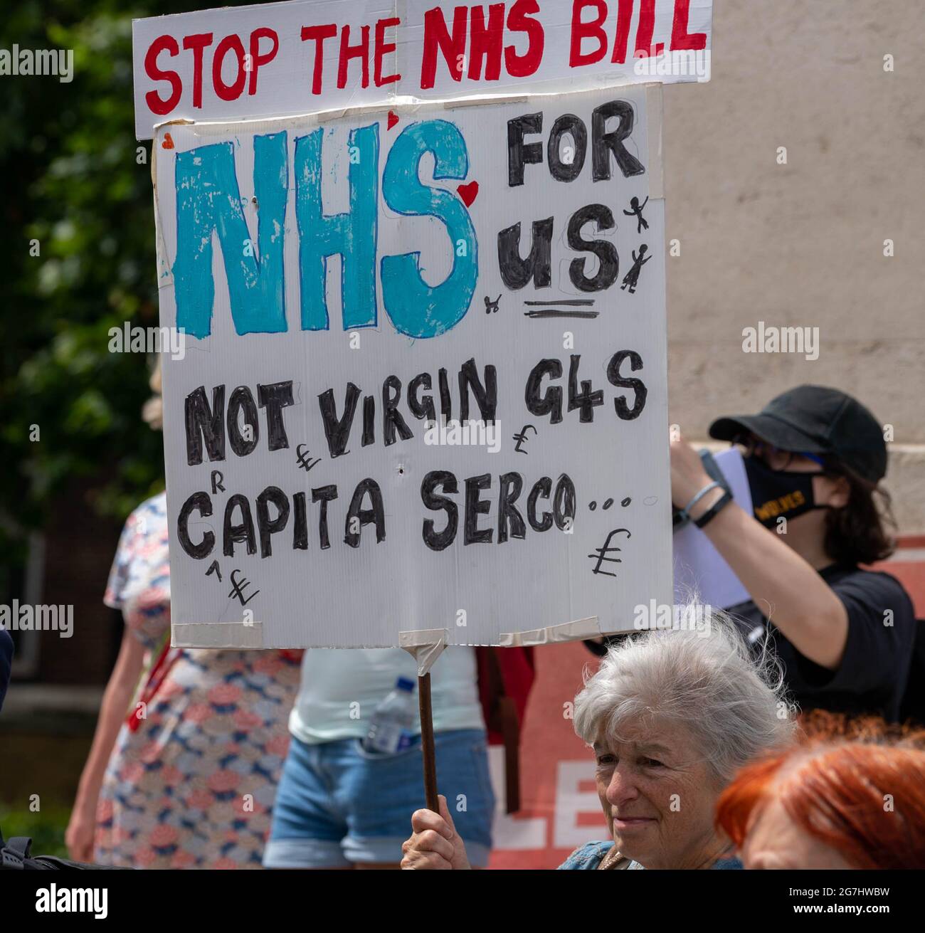 London, UK. 14th July, 2021. Keep our NHS public protest outside the Houses of Parliament Credit: Ian Davidson/Alamy Live News Stock Photo