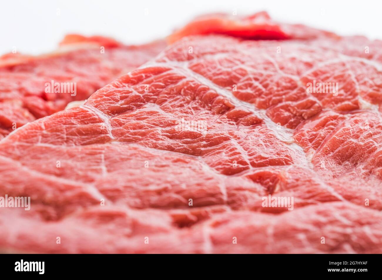 fresh raw beef steak isolated on white background, top view Stock Photo ...