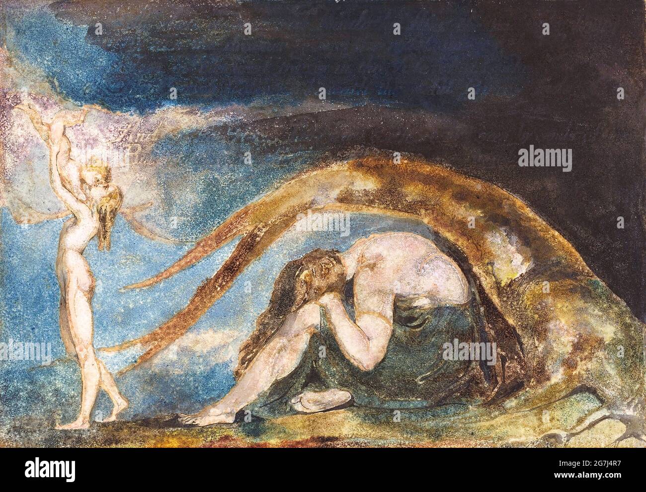 Dream of Thiralatha by William Blake, relief etching, color-printed, c. 1794-96 Stock Photo