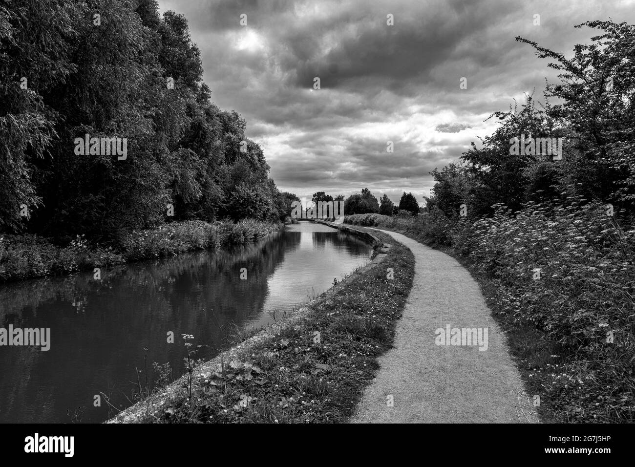 Black and White Trent and Mersey canal near Sandbach Cheshire UK Stock Photo