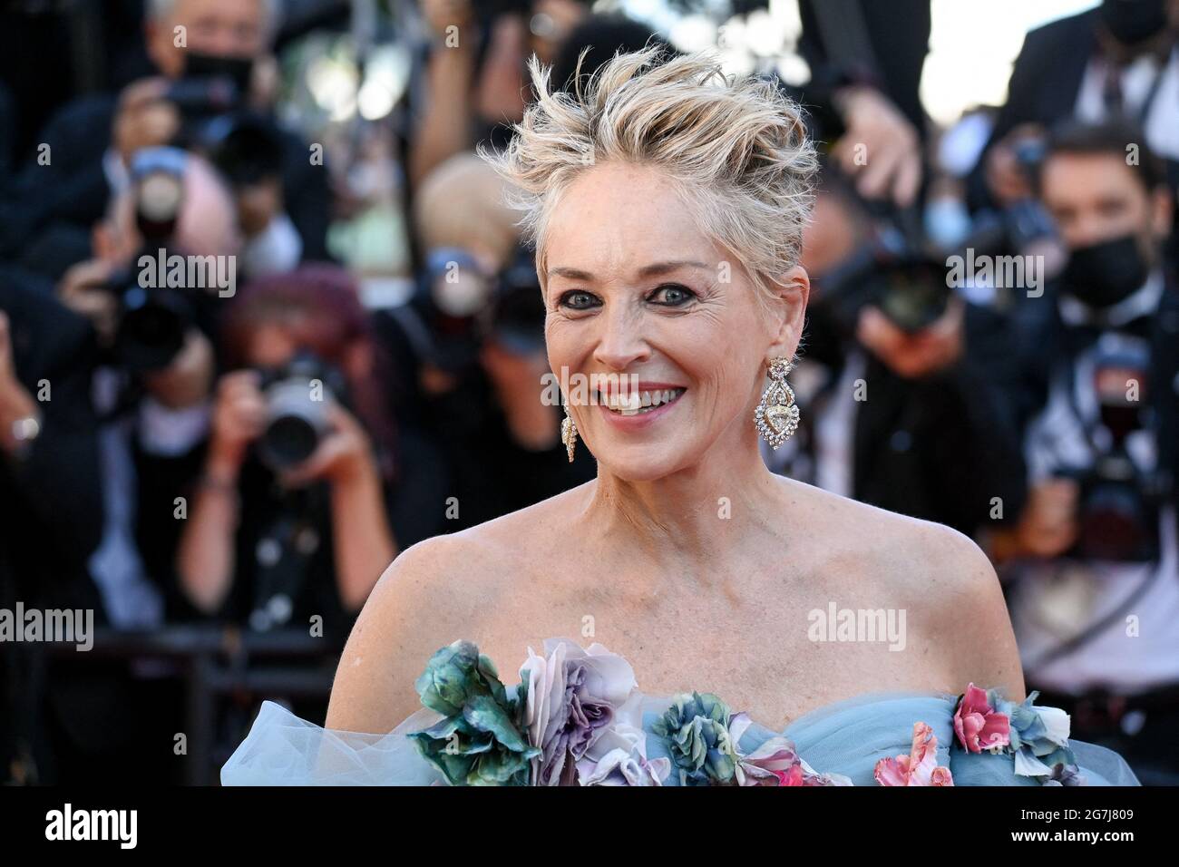 Cannes, Frances, 14th July 2021. Sharon Stone attending the premiere of ...