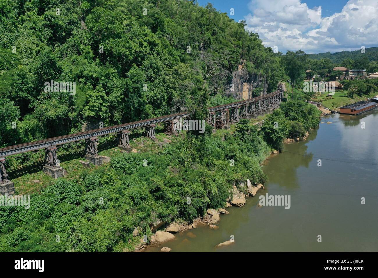 Death Railway bridge, Siam Burma Railway, in Kanchanaburi, Thailand ...