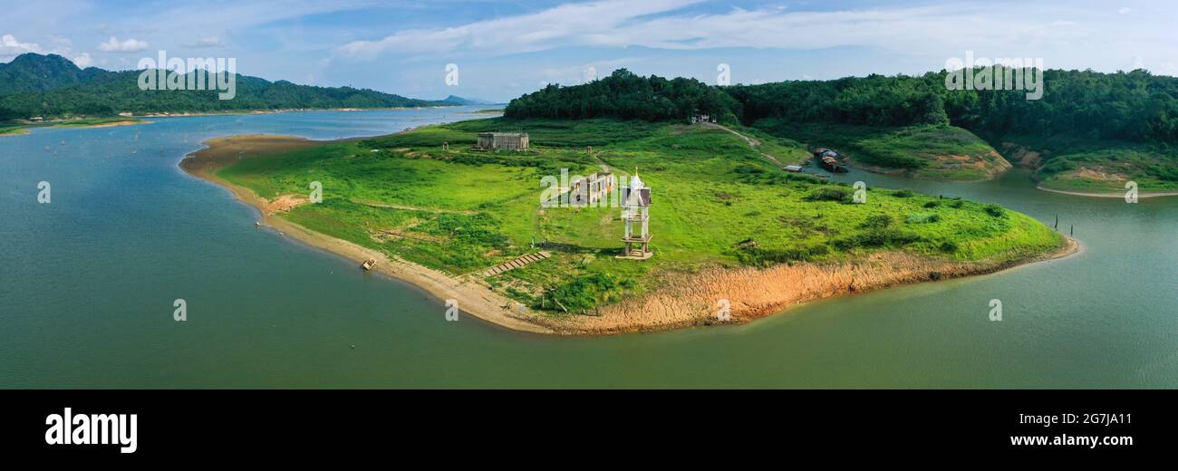 Vajiralongkorn, Wat Saam Prasob, the Sunken Temple in Sangkhlaburi in Kanchanaburi, Thailand, south east asia Stock Photo