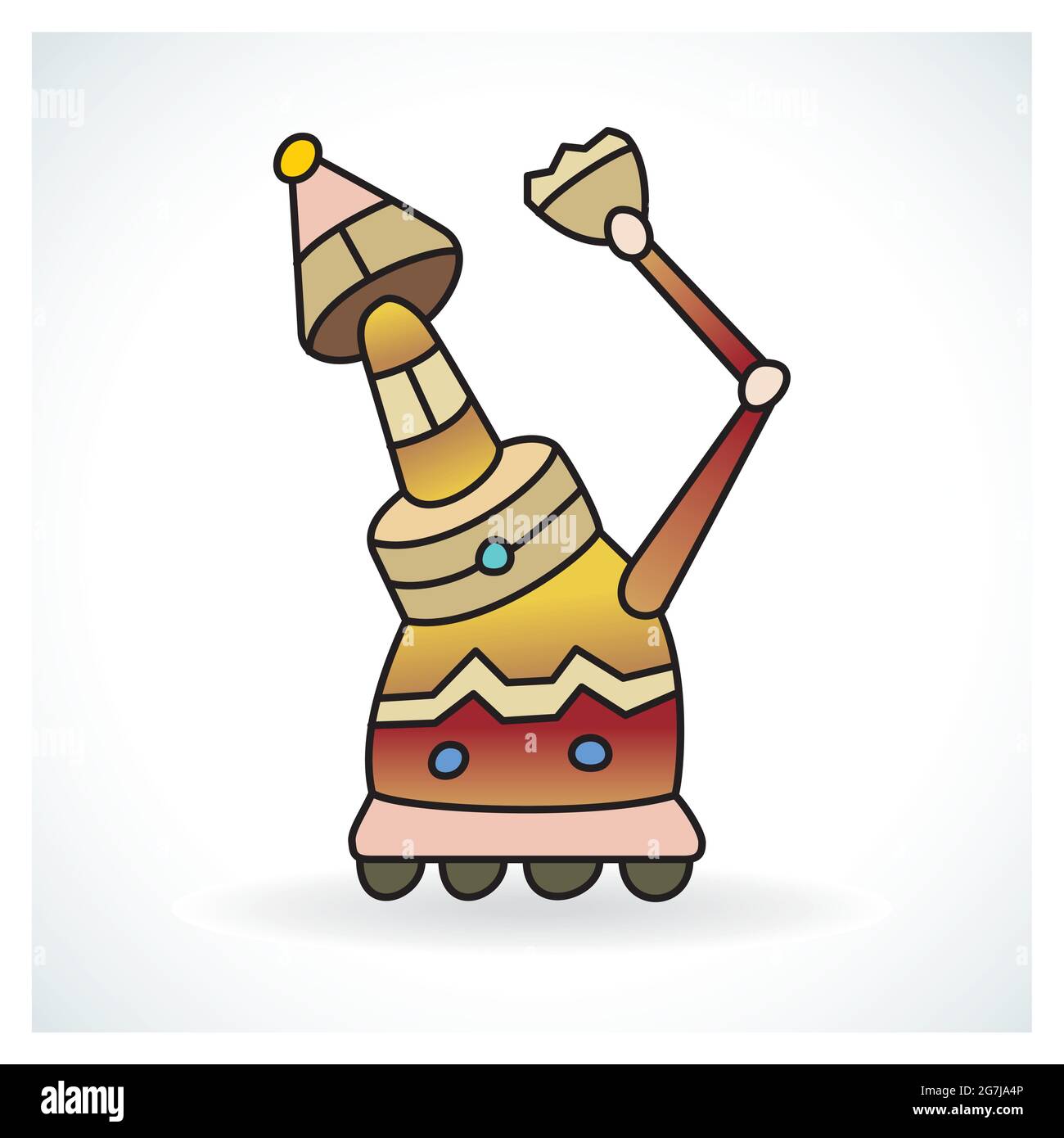 Colorful and funny robot design on a gradient background Stock Vector
