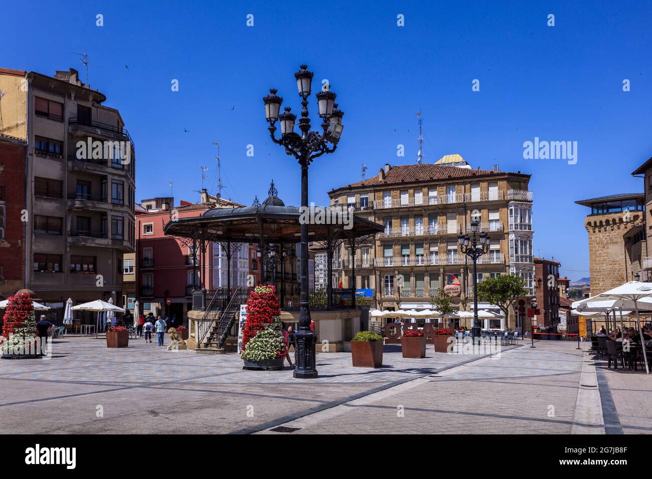 The Rioja town of Haro is at the centre of the region producing Rioja wine. People come to taste wine in the old town wineries and restaurants. Spain. Stock Photo