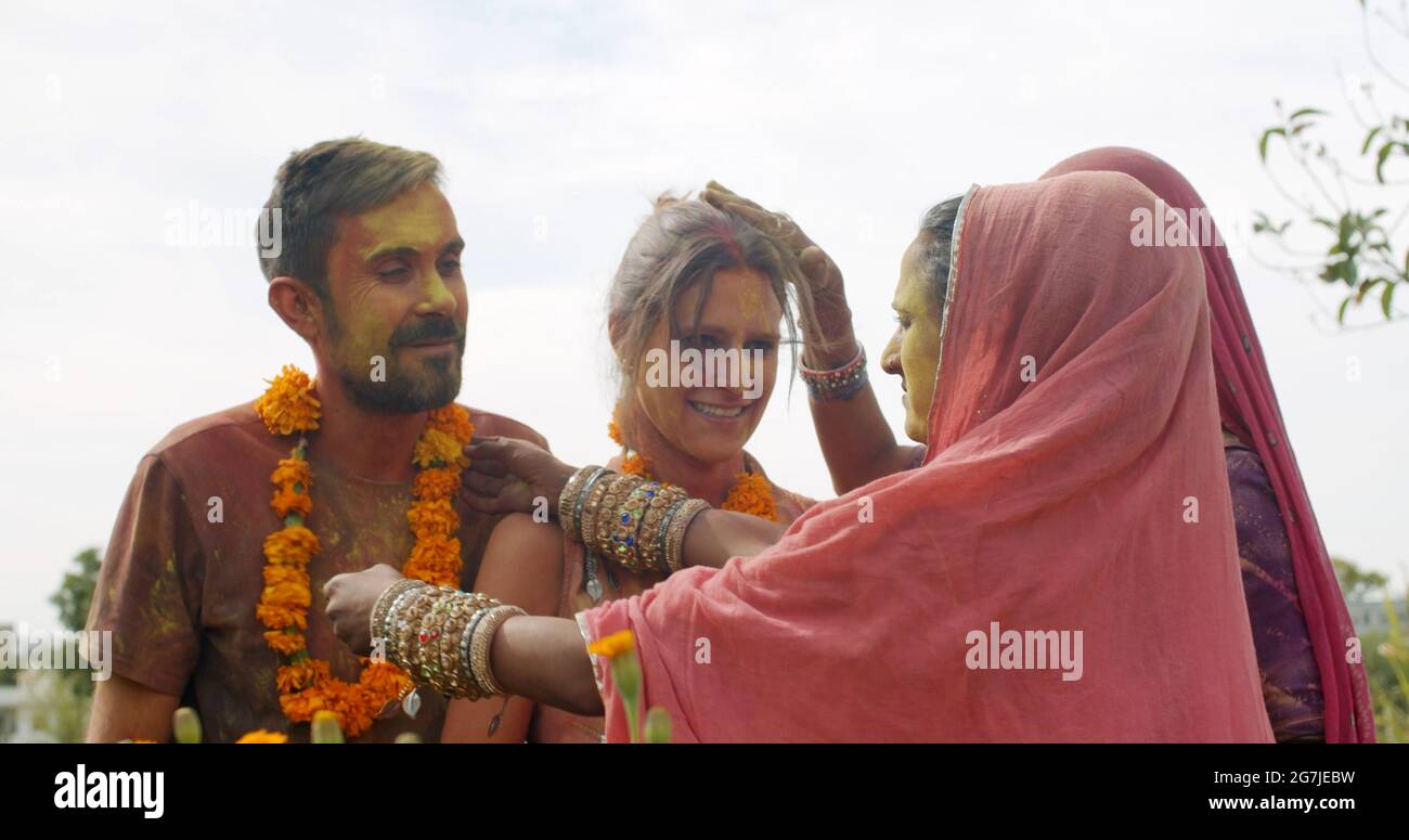 Holi, the Hindu festival of Color from India, being celebrated outdoors ...