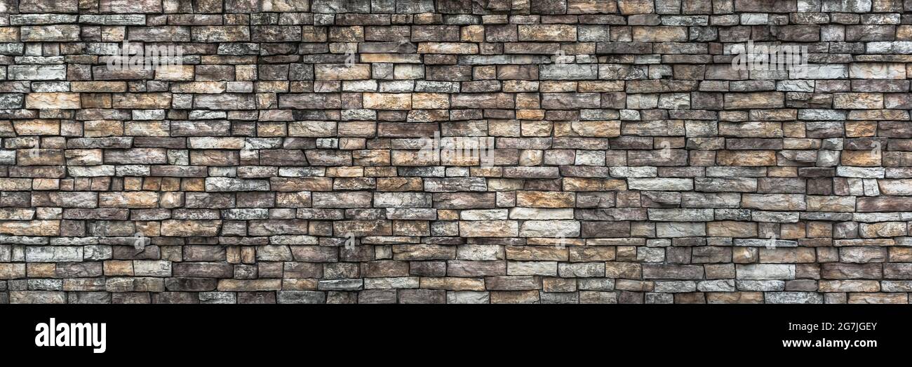 antique brick wall, panoramic view Stock Photo
