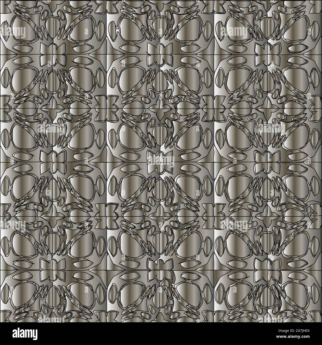 Silver metallic gradient with repeat Pattern . Abstract metallic background. Stock Vector