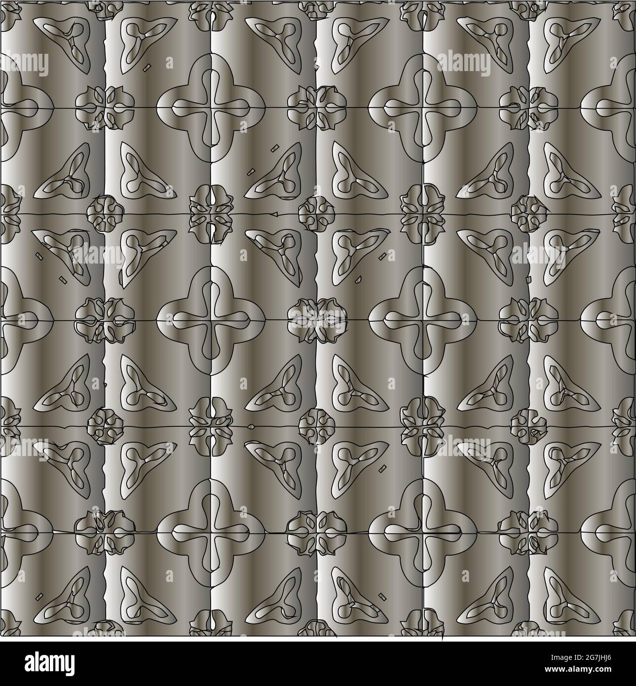 Silver metallic gradient with repeat Pattern . Abstract metallic background. Stock Vector