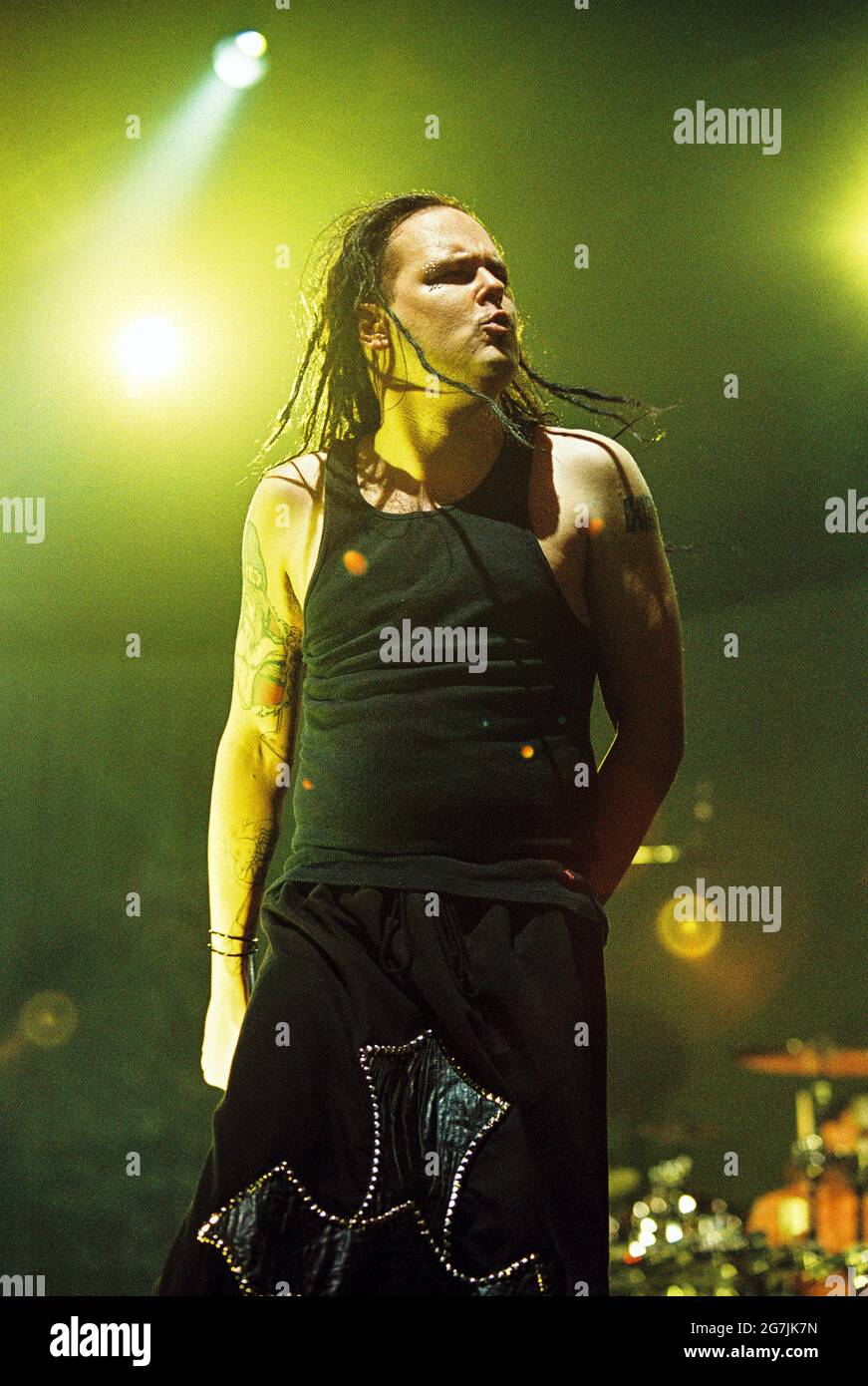 Korn performing at the Docklands Arena 6th September 2002, London, England, United Kingdom. Stock Photo