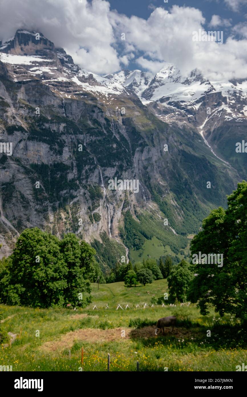 Swiss alps mountain aerial valley hi-res stock photography and images ...