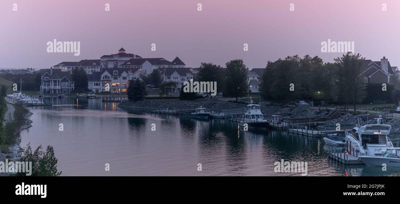 Dusk over Bay Harbor, Petoskey, Michigan Stock Photo Alamy