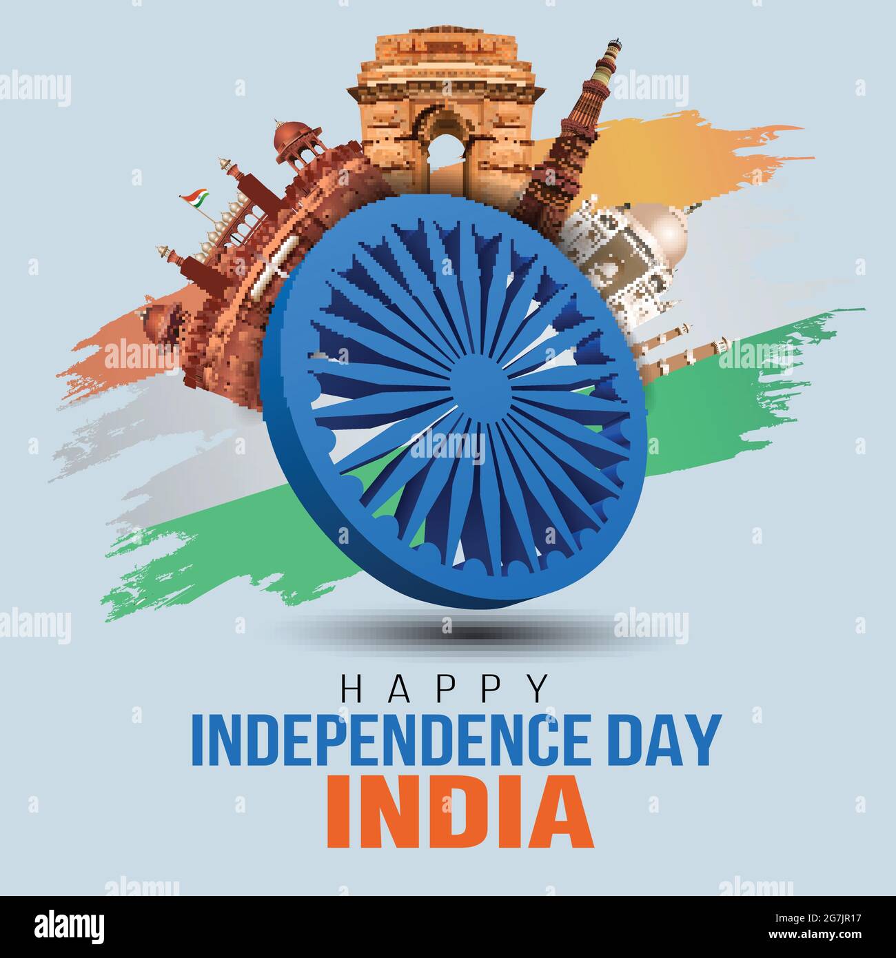 Happy Independence Day India 15th august. Indian monument and Landmark with  background , poster, card, banner. vector illustration design Stock Vector  Image & Art - Alamy