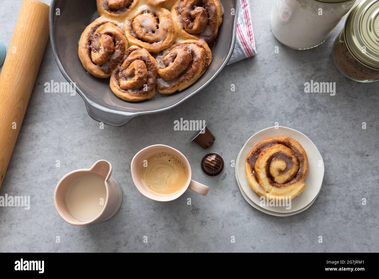 Sweet Breakfast With A Cup Of Coffee Milk And Some Homemade Delicious Cinnamon Rolls No People Around Stock Photo Alamy Sweet Breakfast With A Cup Of Coffee Milk And Some Homemade Delicious Cinnamon Rolls No People Around Stock Photo Alamy