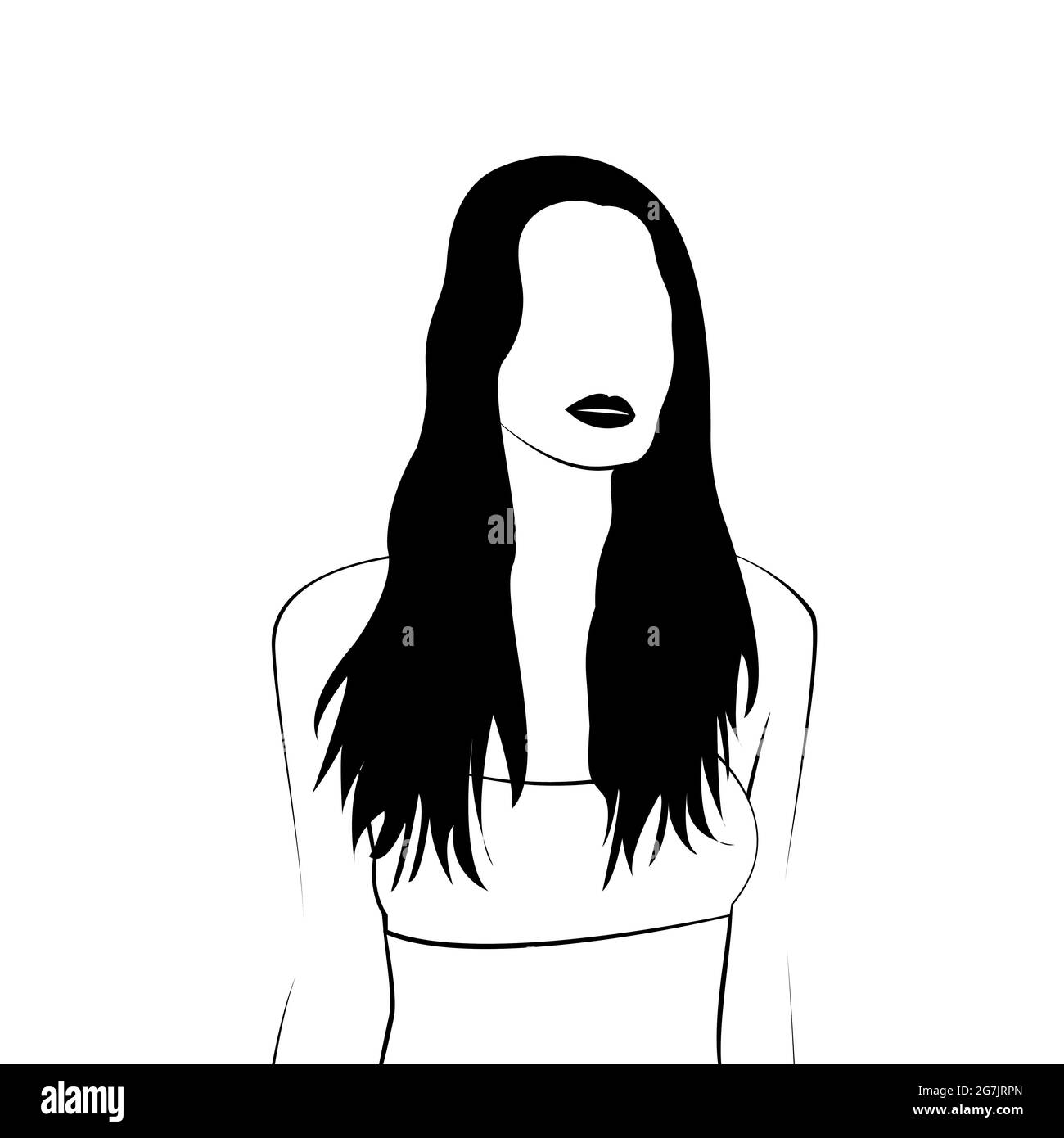 Abstract minimal portrait of girls. Woman portraits. Beauty logo. Concept of females. Feminine power, an abstract figure without no face. Vector Stock Vector