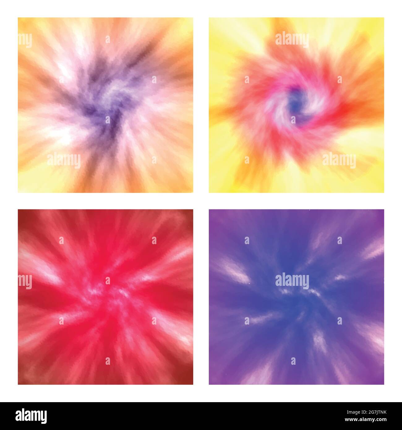 vector abstract circular color tie dye background in set Stock Vector