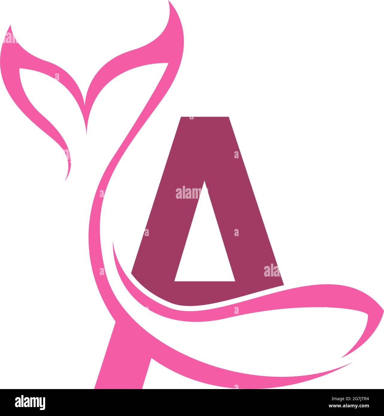Letter A with mermaid tail icon logo design template vector Stock Vector