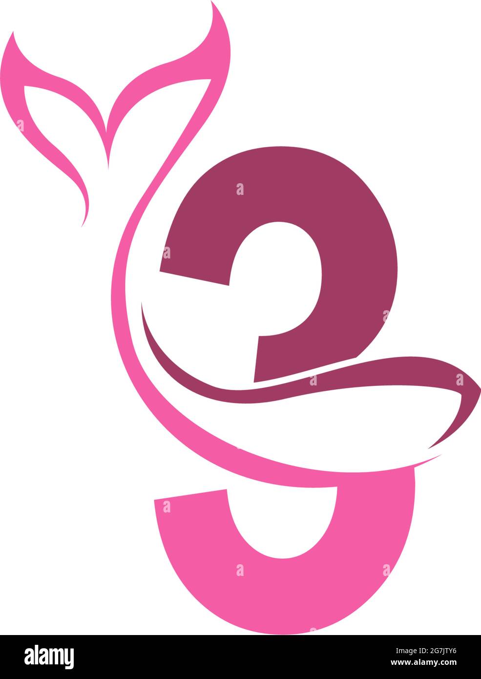 Number 3 with mermaid tail icon logo design template vector Stock Vector