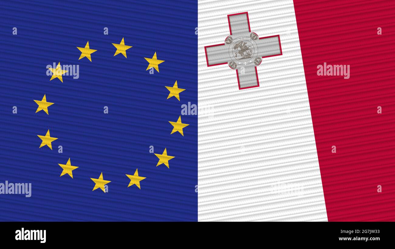 Malta and European Union Two Half Flags Together Fabric Texture ...