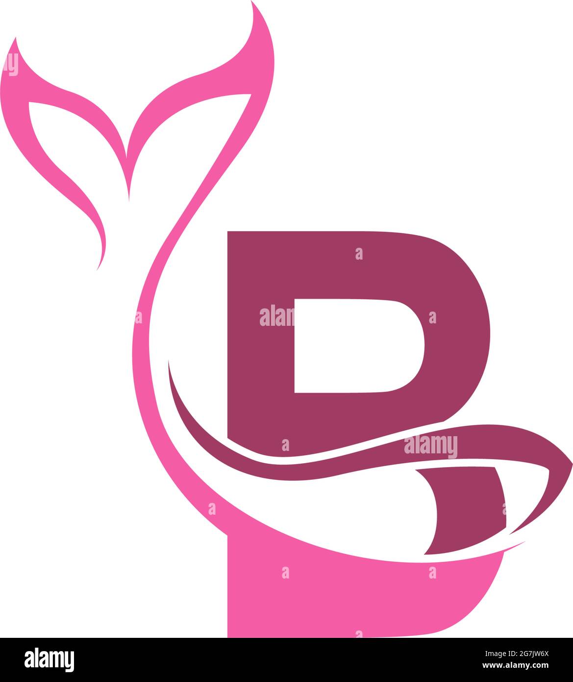 Letter B with mermaid tail icon logo design template vector Stock Vector