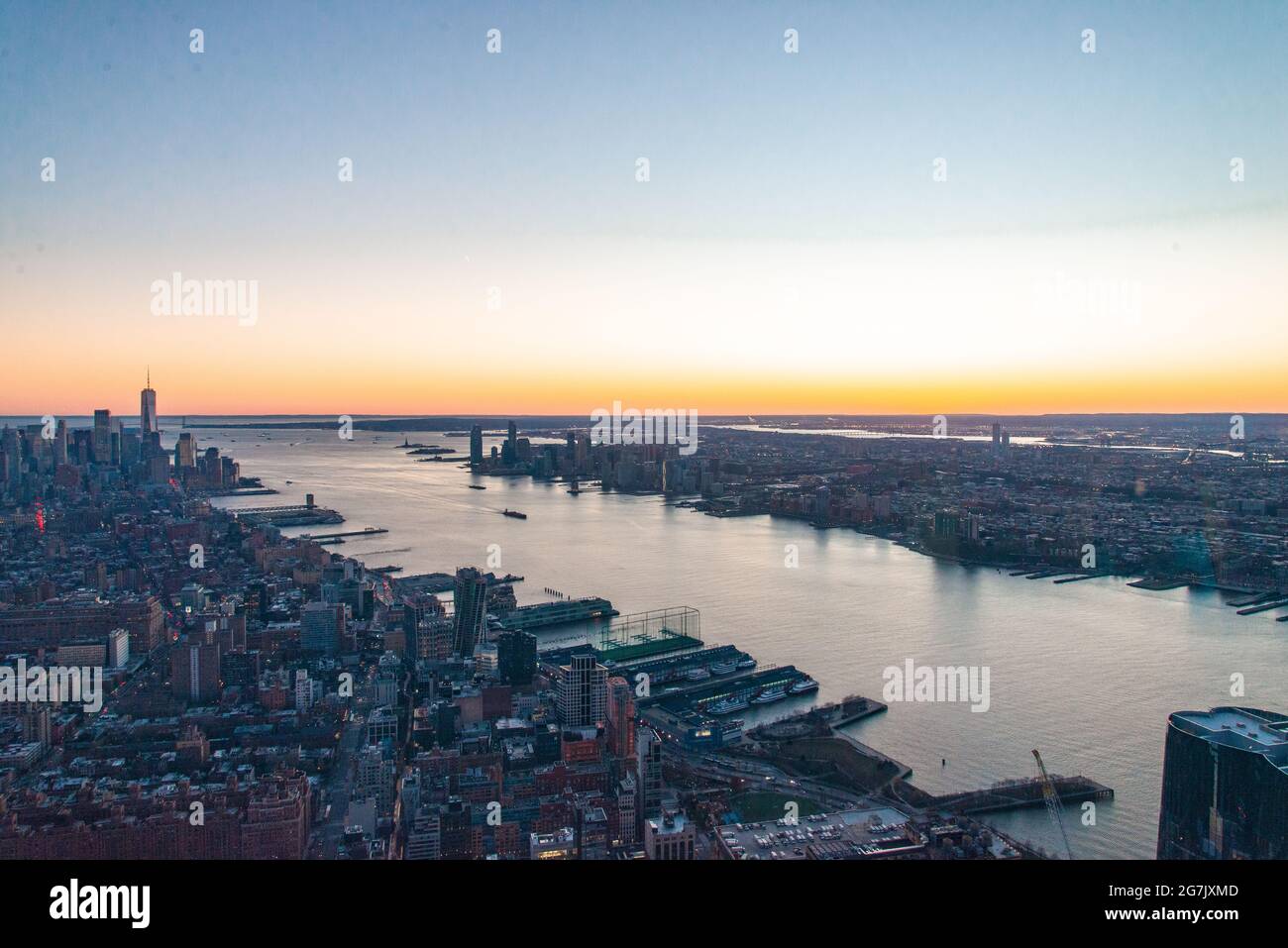 Breathtaking view of iconic New York City skyline at scenic sunset ...