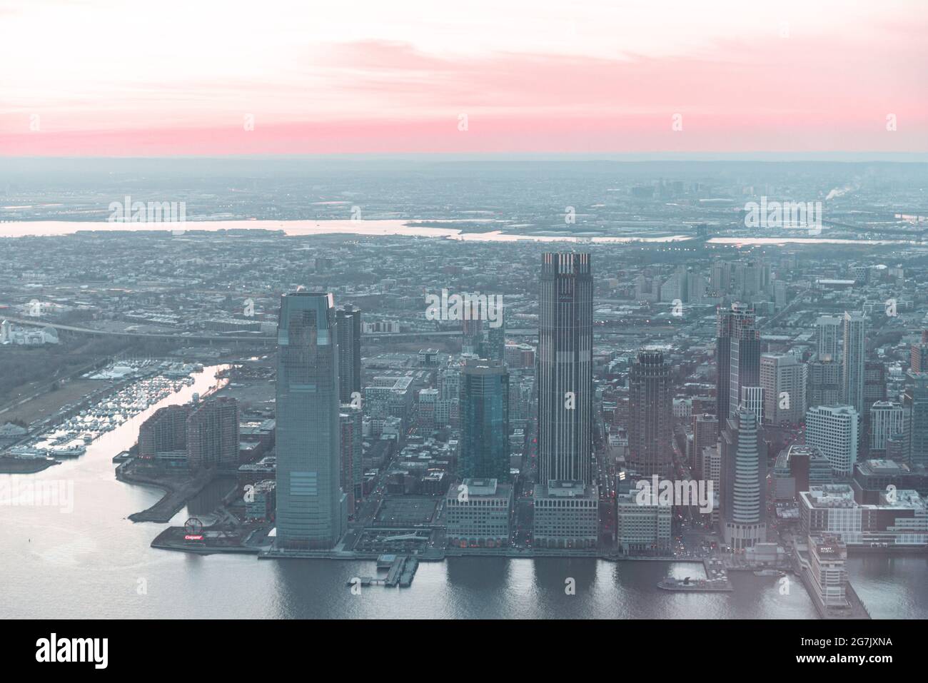 Breathtaking view of iconic New York City skyline at scenic sunset ...
