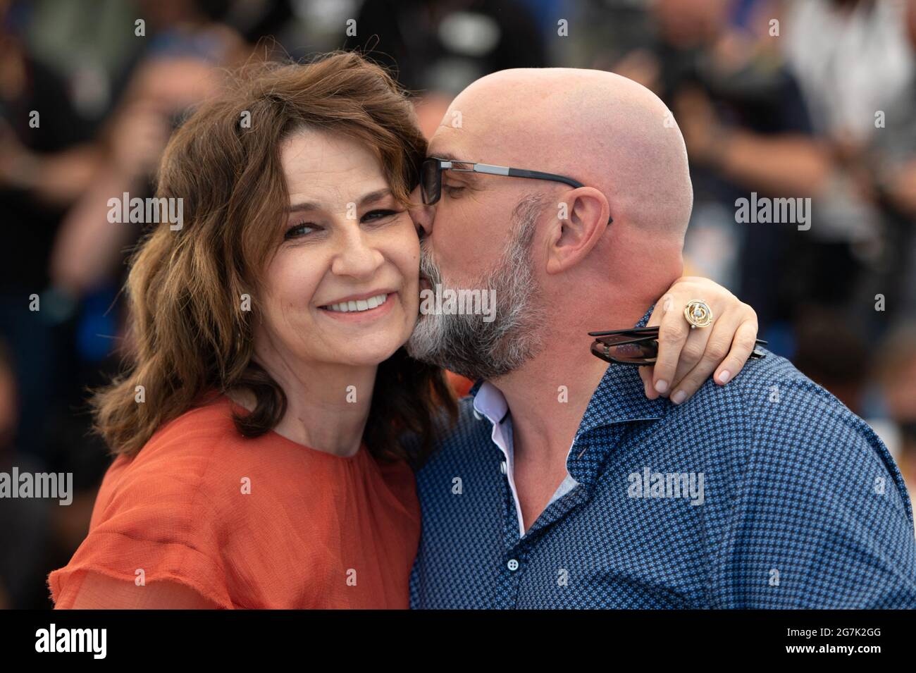 Cannes, France, 14th July 2021. Valerie Lemercier, Sylvain Marcel ...