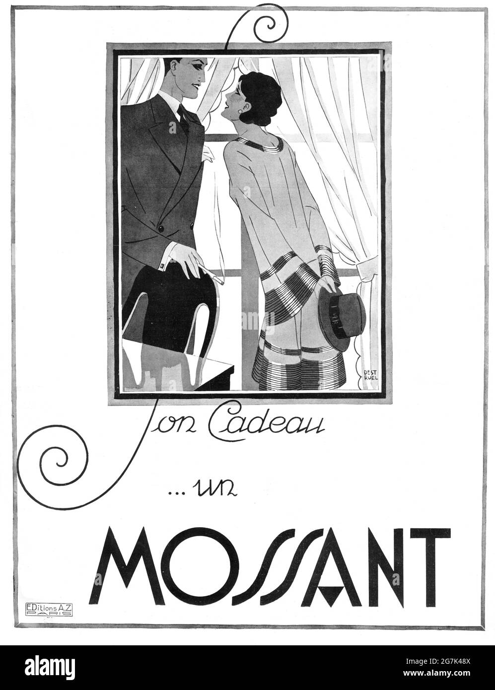 Vintage French 'Ton Cadeau un Mossant' Advertisement (A3+ poster quality, 600dpi) Stock Photo