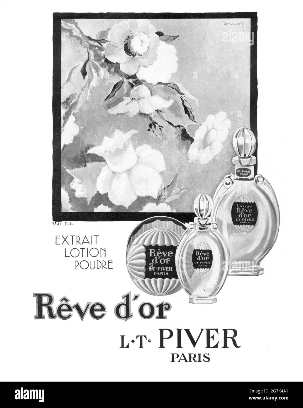 Vintage French 'Reve D'Or by Piver' Perfume Advertisement (A3+ poster quality, 600dpi) Stock Photo