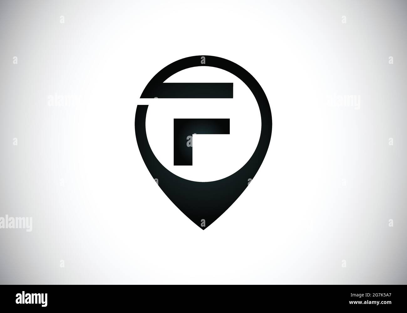 Initial F monogram letter alphabet with location icon pin sign. Font ...
