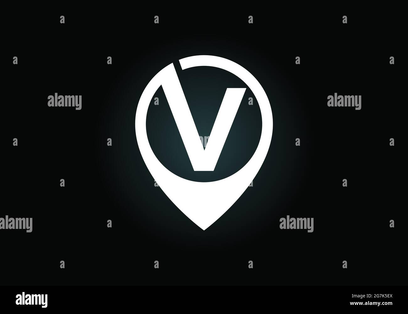 Initial V monogram letter alphabet with location icon pin sign. Font ...