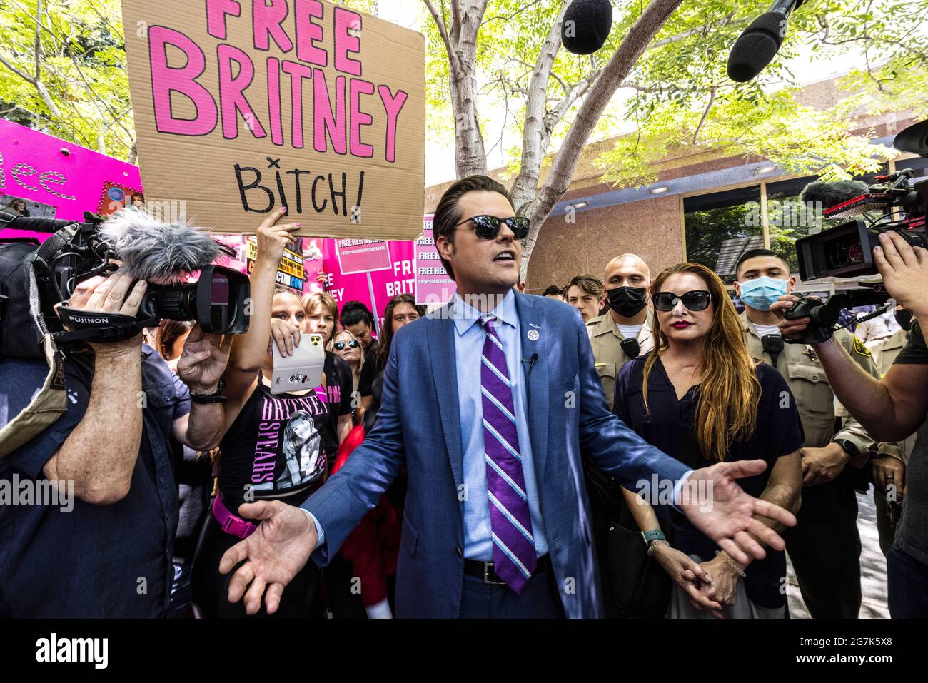 Los Angeles, USA. 14th July, 2021. Hundreds of Britney Spears fans and