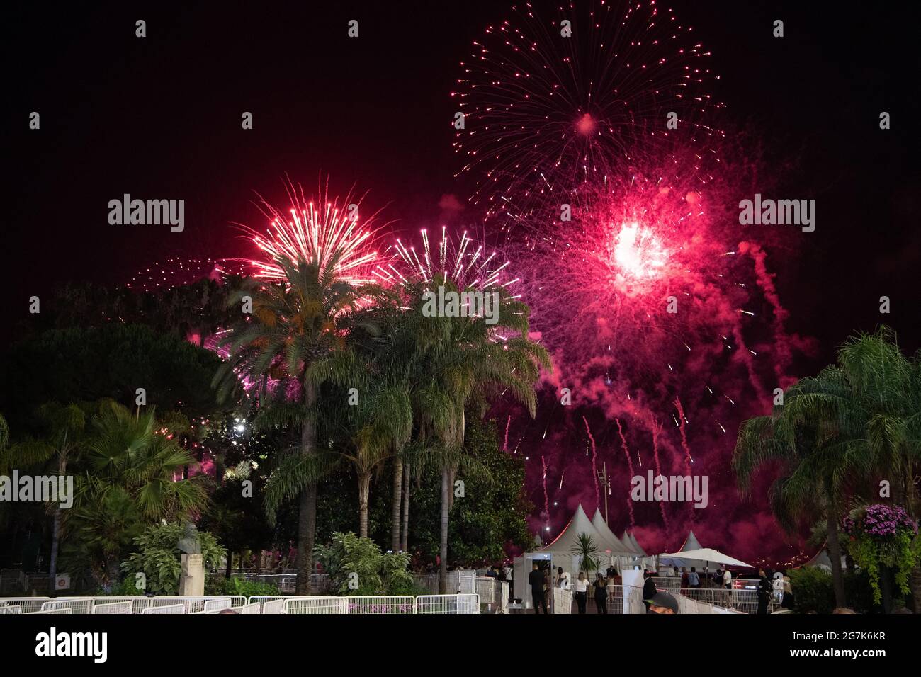 Cannes, Frances, 14th July 2021. Bastille day fireworks during the 74th