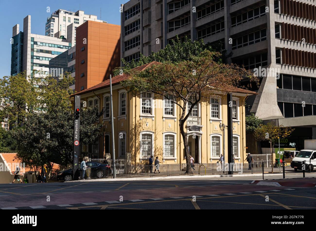 The Pasteur Institute at 393 Paulista Avenue with Carlos Sampaio street, responsible for epidemiological surveillance and disease researches. Stock Photo