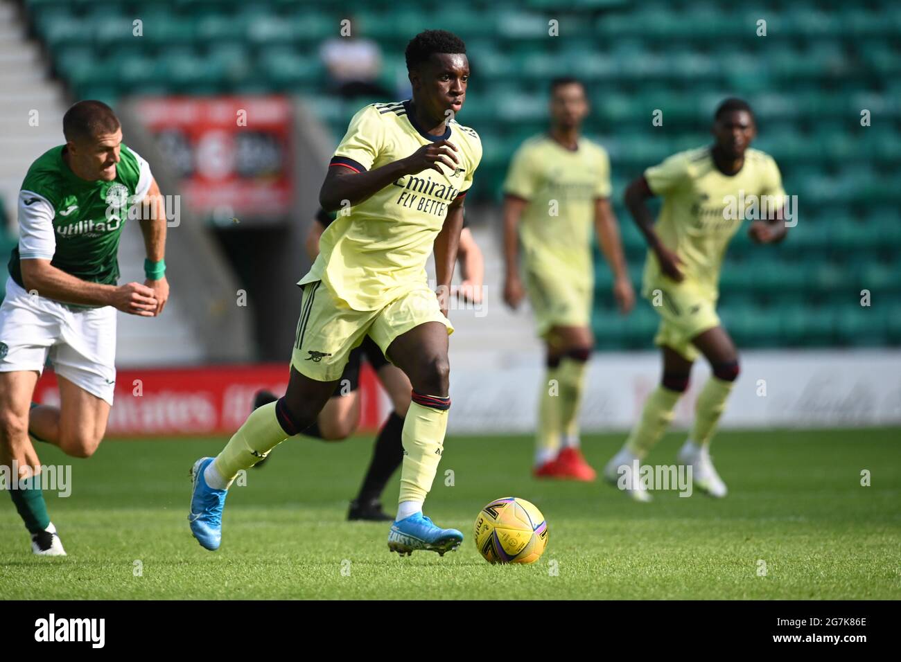 Easter Road Stadium .Edinburgh .Scotland. UK .13th July 21 Eddie Nketiah Arsenal Credit: eric mccowat/Alamy Live News Stock Photo
