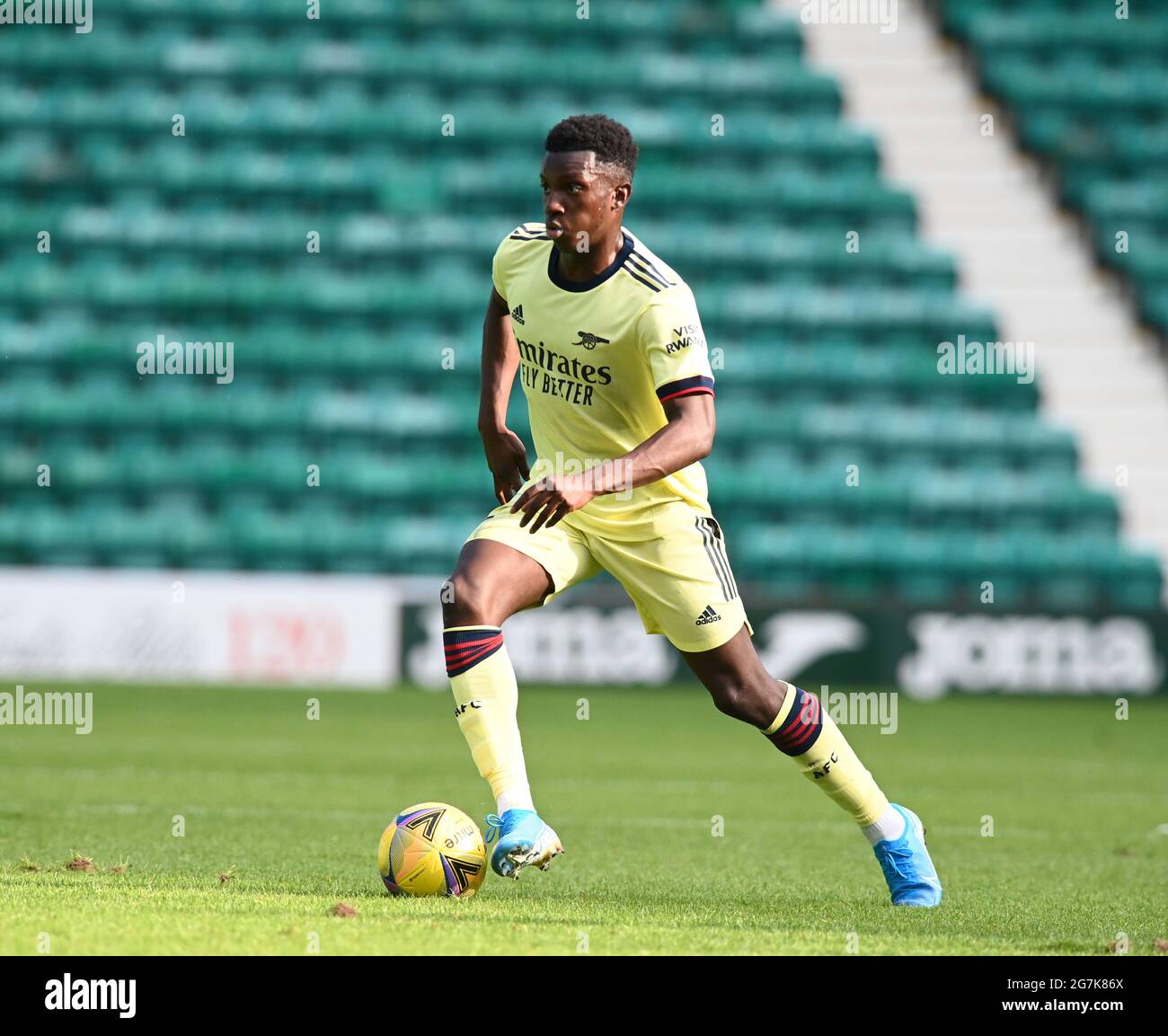 Easter Road Stadium .Edinburgh .Scotland. UK .13th July 21 Hibernian vs Arsenal Pre Season friendly match . Eddie Nketiah Arsenal Credit: eric mccowat/Alamy Live News Stock Photo
