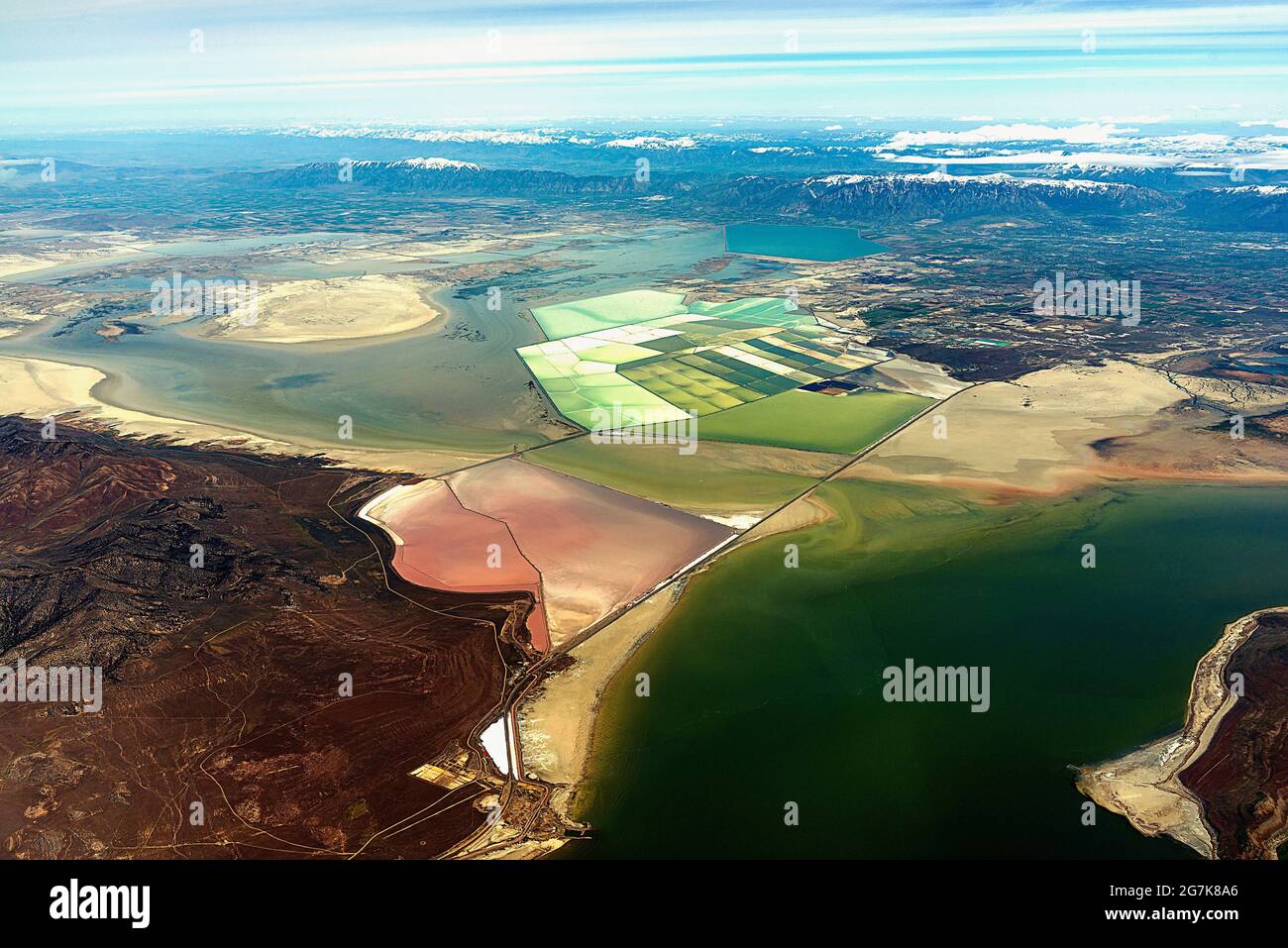 Salt evaporation ponds near Salt Lake City Utah Stock Photo