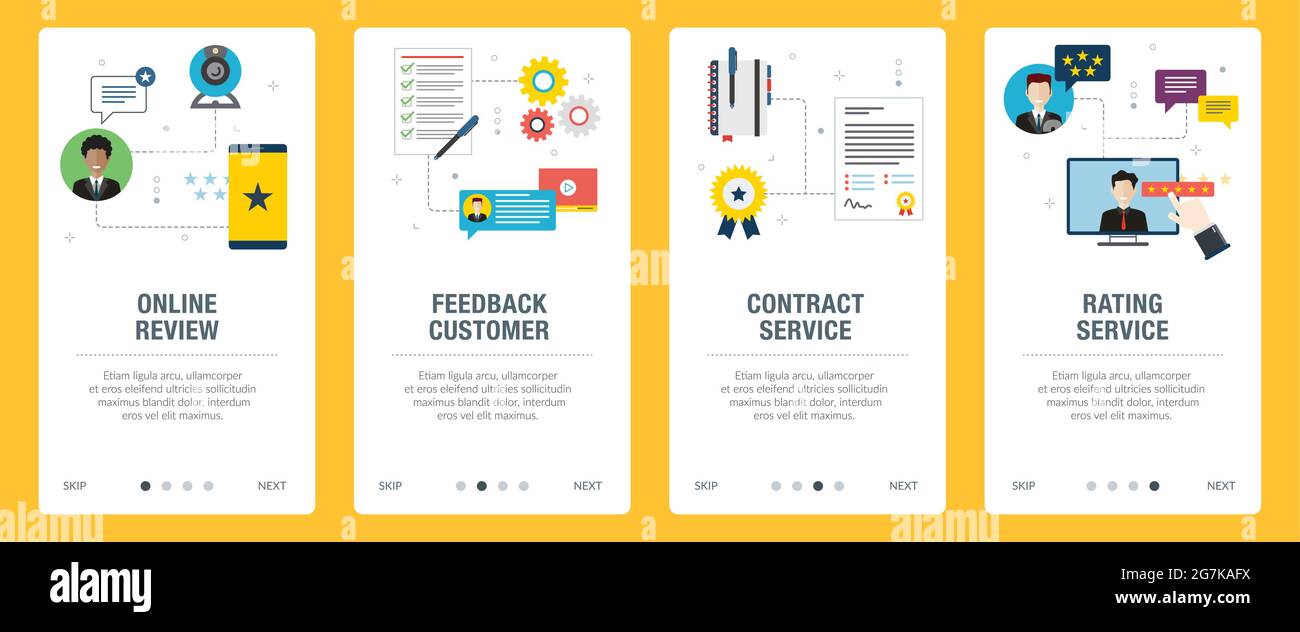 Feedback, review, contract service and rating icons. Concepts ofonline ...