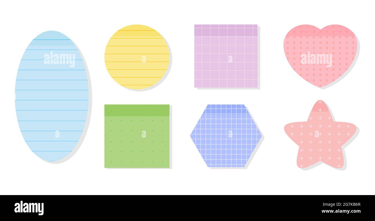 Colored pastel paper sticky notes set. Memo stickers with different ...