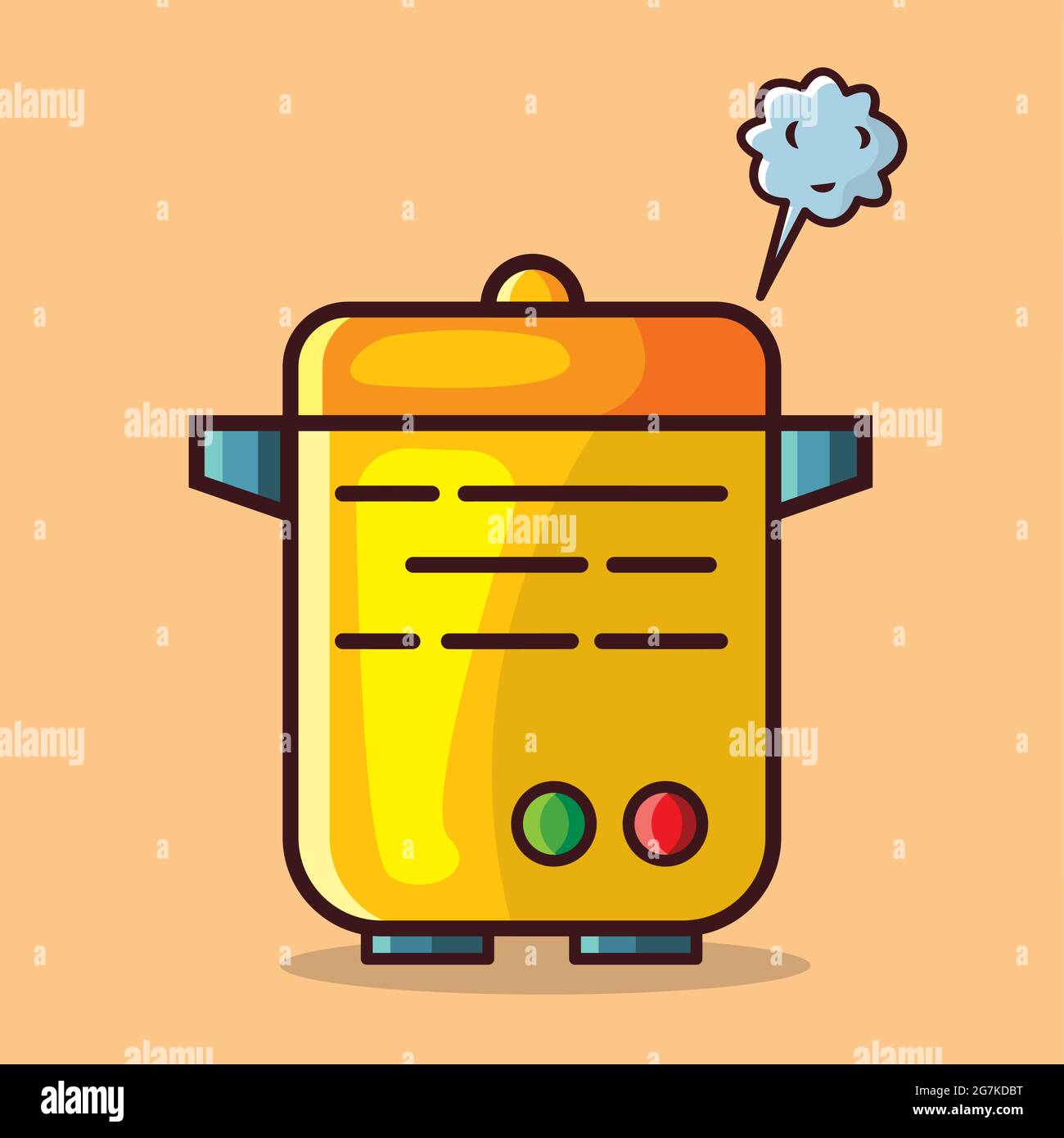 Premium Vector  Blue and yellow cute rice cooker illustration