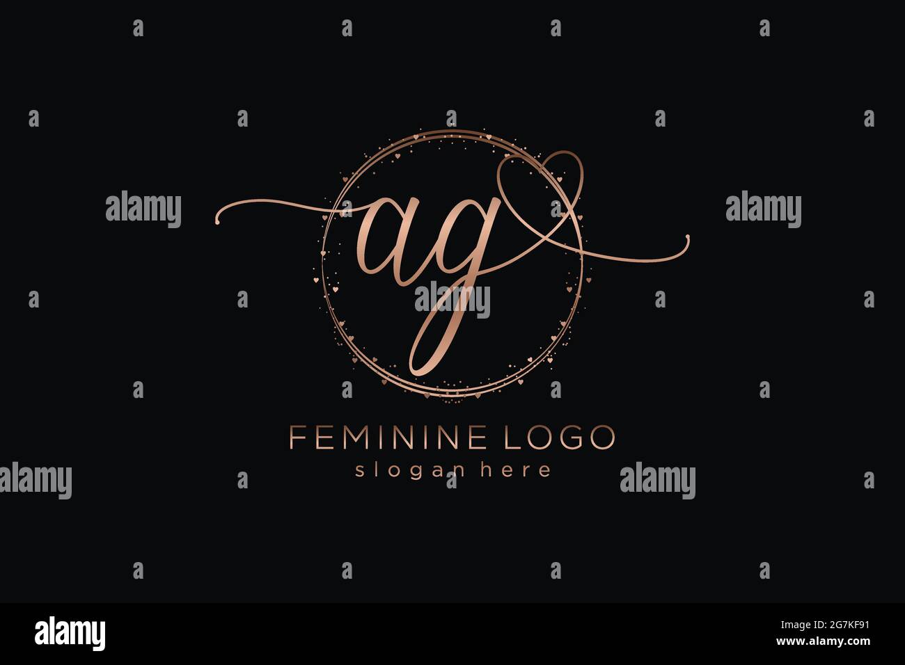 AG handwriting logo with circle template vector logo of initial wedding ...