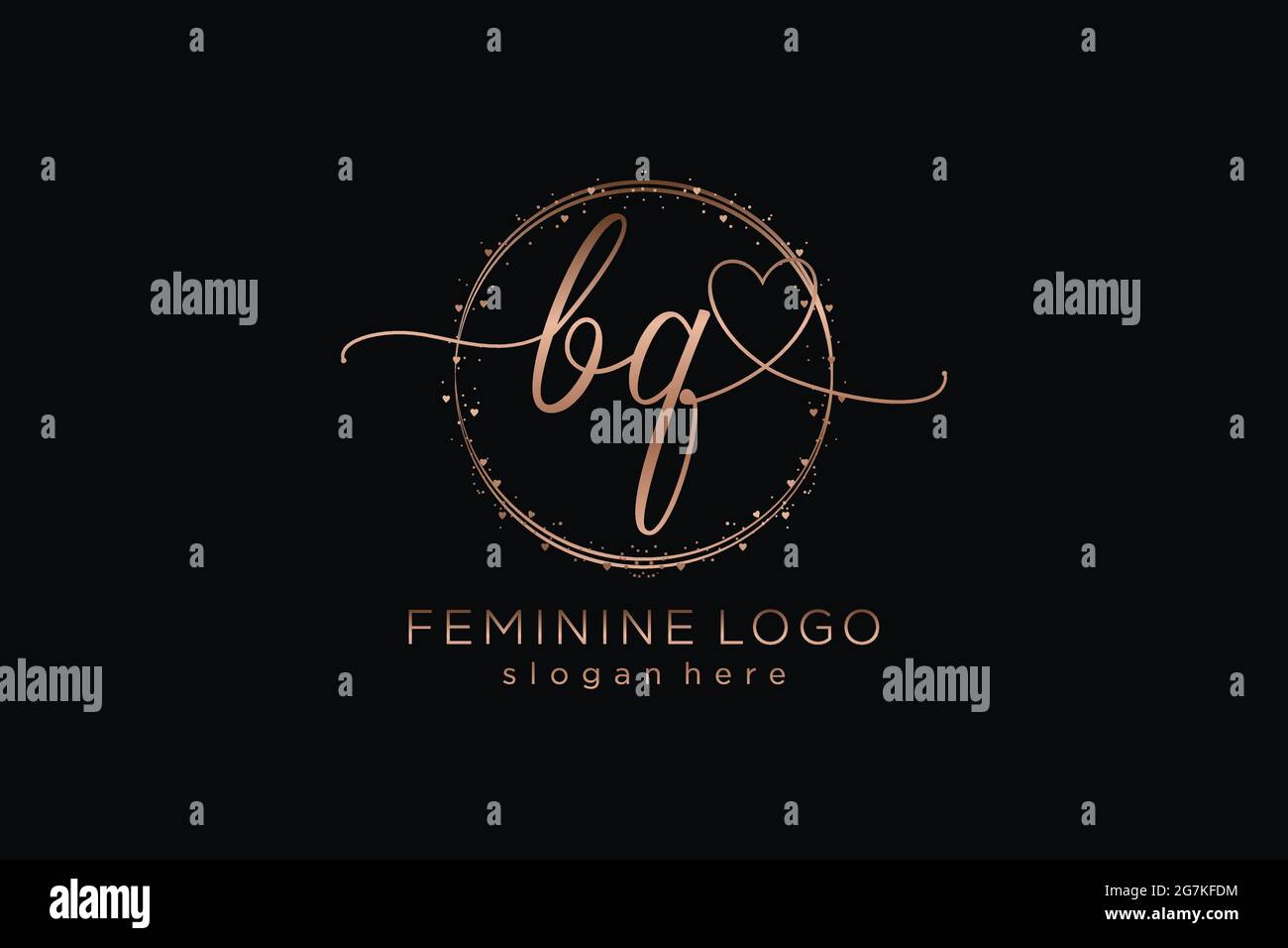 BQ handwriting logo with circle template vector logo of initial wedding ...