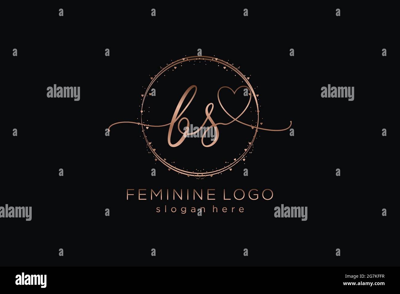 BS handwriting logo with circle template vector logo of initial wedding, fashion, floral and botanical with creative template. Stock Vector