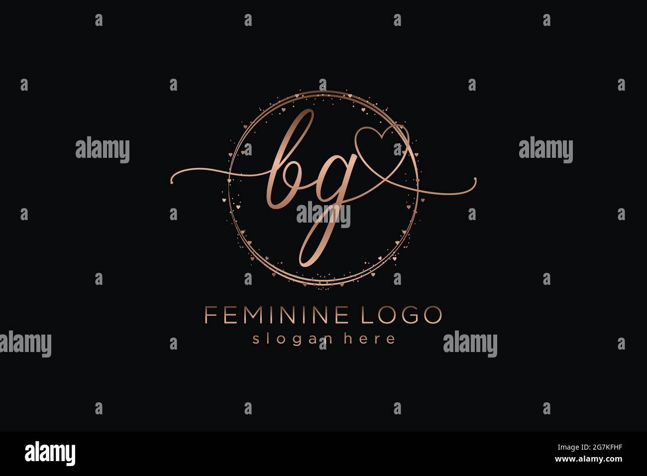 BG handwriting logo with circle template vector logo of initial wedding ...