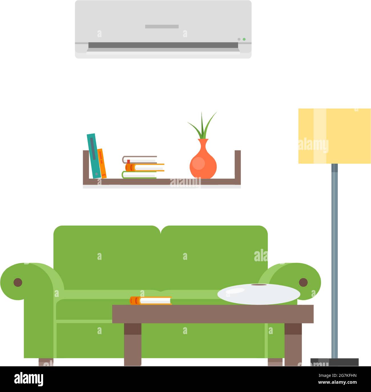 Room vector, home interior with sofa furniture Stock Vector Image & Art ...
